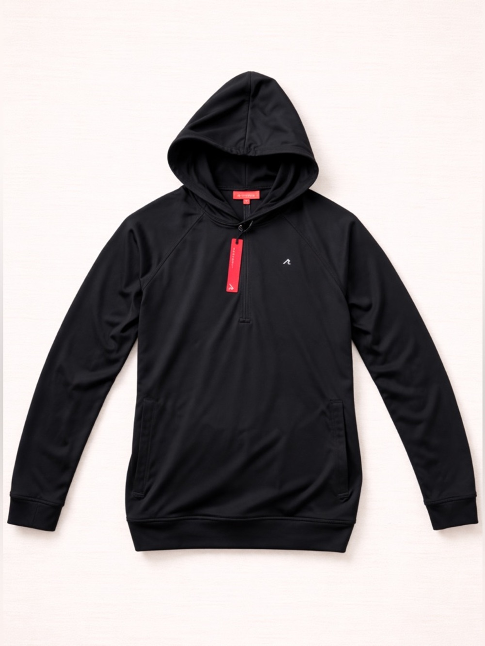 REDVANLY Black Knit Pullover Hoodie Crew Neck Long Sleeve Men